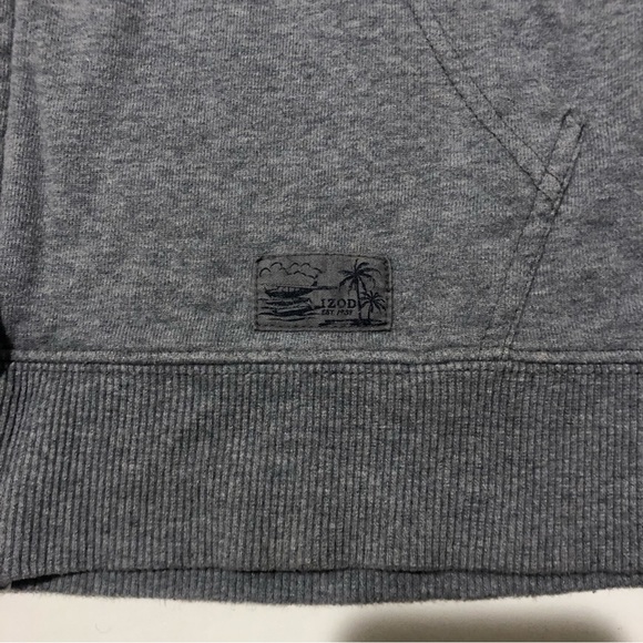 IZOD Hoodie Mens Medium Grey Lightweight Saltwater Relaxed Classics - Picture 4 of 12